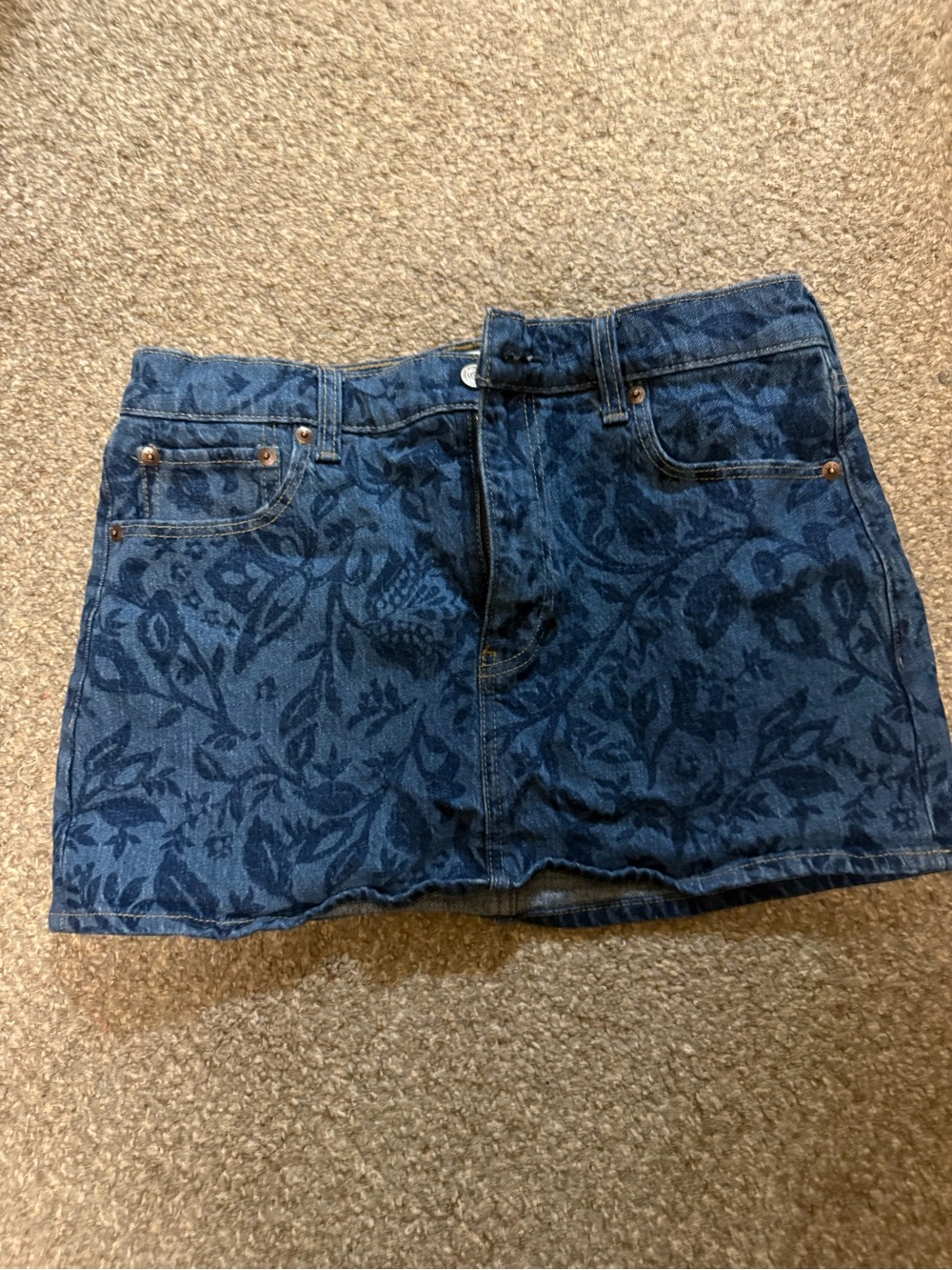 Abercrombie Denim Floral Mini Skirt - Blue